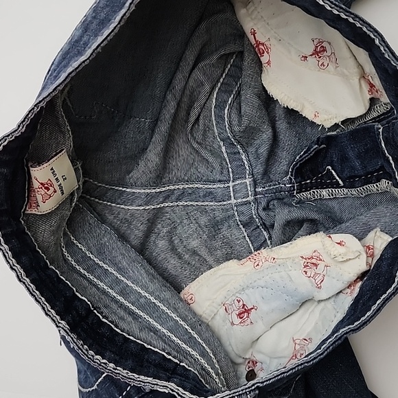 True Religion Women's  Denim Skinny Dark Wash Blue Jeans White Stitch Size 27 - Picture 9 of 16